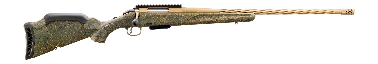 Ruger 46993 American II Predator 350 Legend 5+1 22″ Burnt Bronze Cerakote Spiral Fluted Threaded Barrel & Receiver w/Picatinny Rail, Green Splatter Fixed Synthetic Stock
