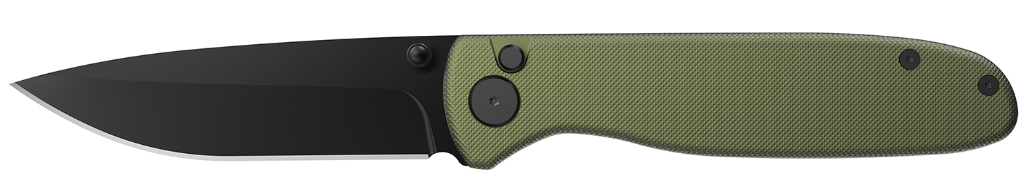 Outdoor Edge DK1C Dirk 3.25" Folding Drop Point Plain Black Oxide 8Cr13MoV SS Blade Green Anodized