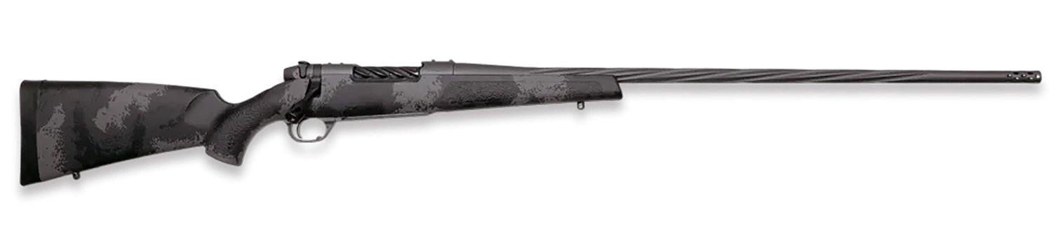 Weatherby MLW01N7M8RR4B Mark V Live Wild 7mm-08 Rem 4+1 24″ Carbon Gray Cerakote Spiral Fluted Barrel Black/Gray Sponge Pattern/Polymer Stock