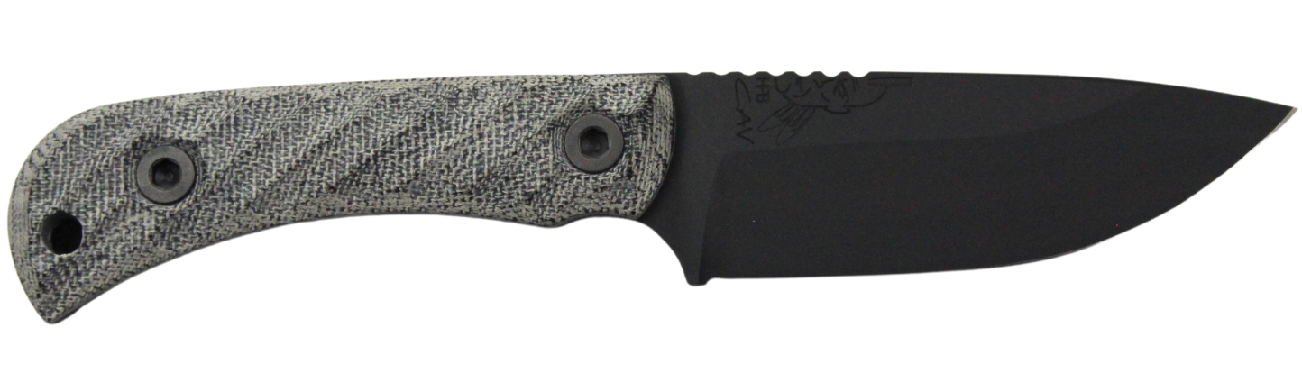HALF FACE BLADES CAVNER JR 3.5″ BLADE, 7.5″OA, S45VN ARMOR BLK, GRY MICARTA GRIP