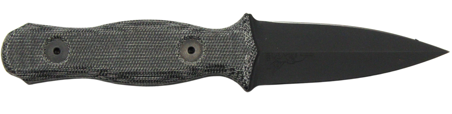 HALF FACE BLADES TRIDENT DAGGER 3″ BLADE, 6.75″ OA, S45VN STEEL, HRC60, ARMOR BLK, GRY MICARTA GRIP