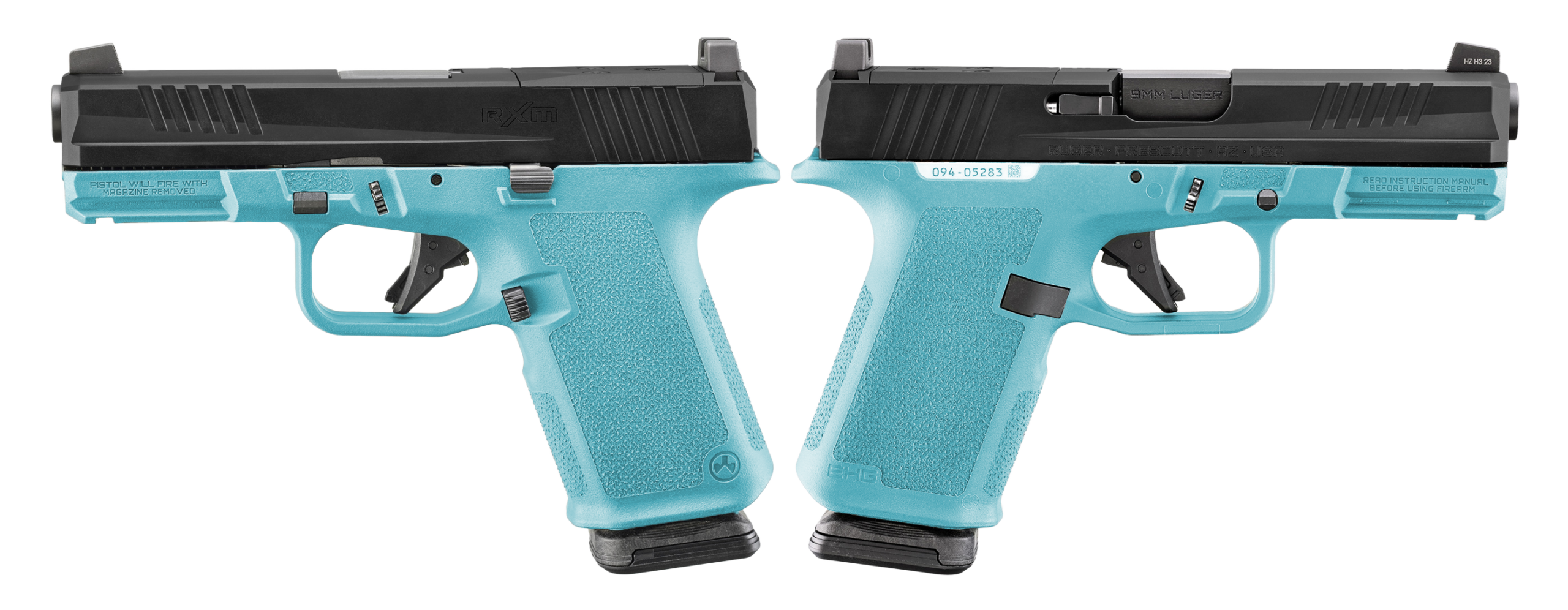 RUGER RXM 9MM PISTOL 4″ BBL ROBIN EGG BLUE MAGPUL EHG, O.R. 2-15RD MAGS – ORION EXCLUSIVE