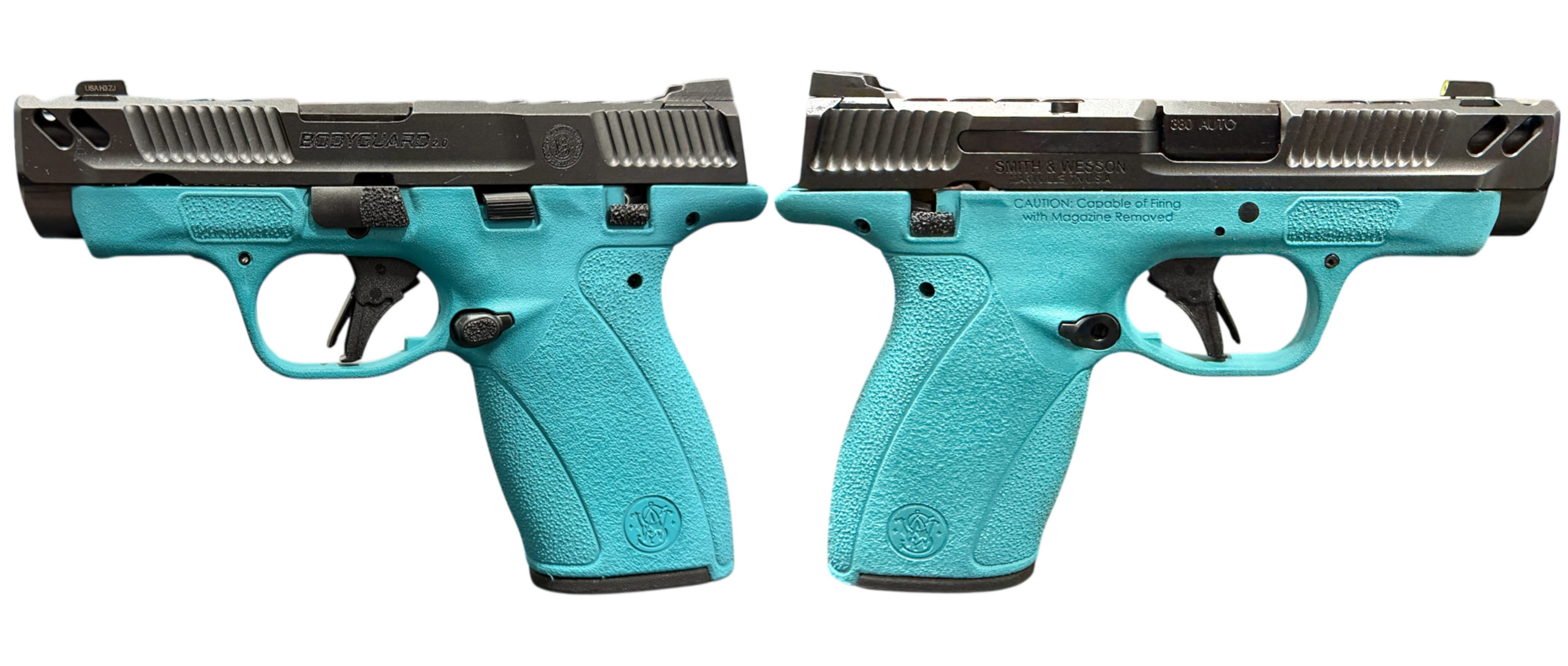 SMITH & WESSON PC BODYGUARD 2.0 CARRY COMP AZTEC TEAL FRM 380ACP PISTOL 3.1″ M.S  1-10RD, 1-12RD MAG