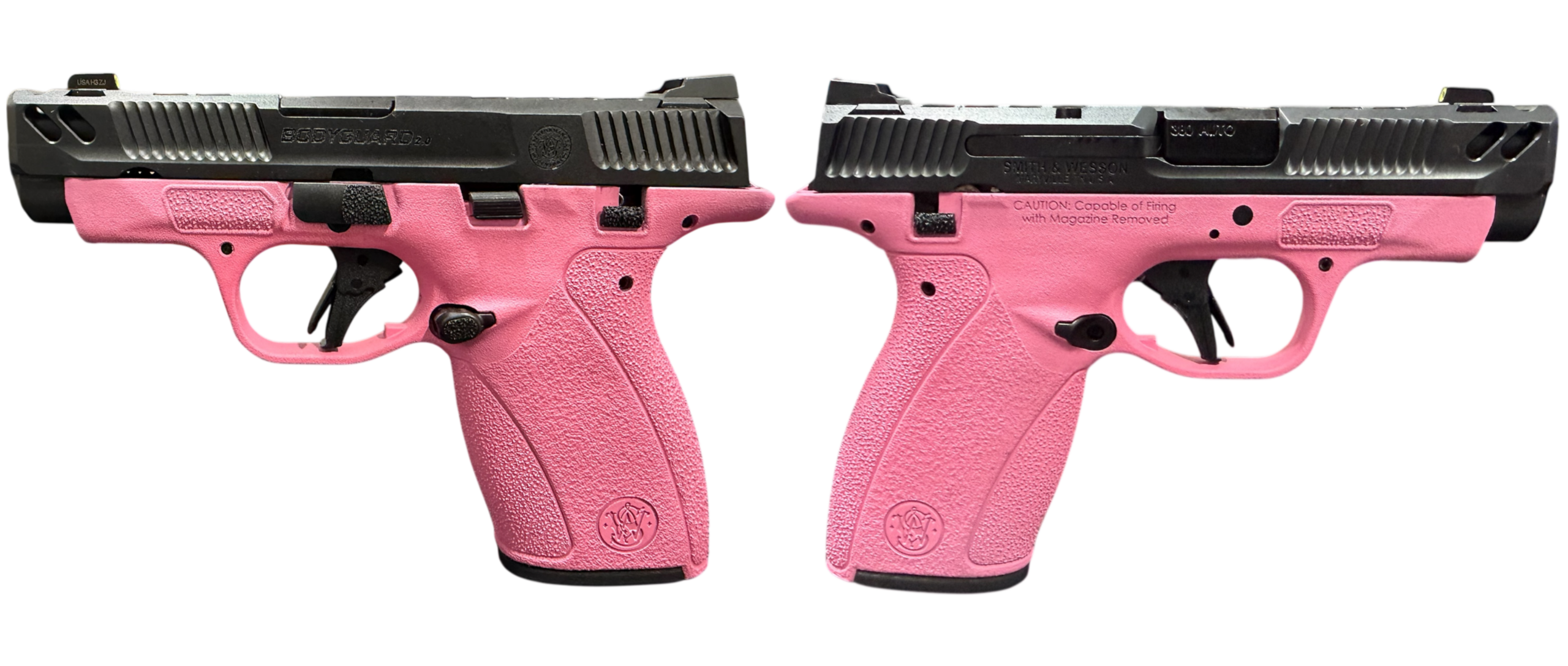SMITH & WESSON PC BODYGUARD 2.0 CARRY COMP PINK FRAME 380ACP PISTOL 3.1″ M.S  1-10RD, 1-12RD MAG