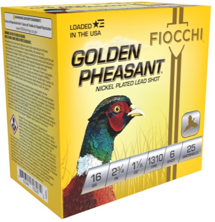 FIOCCHI GOLDEN PHEASANT AMO 16GA 2.75 IN 1 1/8 OZ #6 1310FPS 25-RD ( 10 BOXES PER CASE )