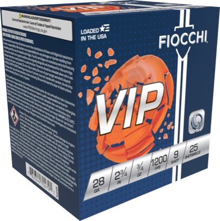 FIOCCHI EXACTA TARGET VIP AMO 28GA 2.75 IN 3/4 OZ #9 1200FPS 25-RD (10 BOX CASE)