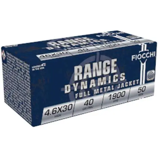FIOCCHI AMO 4.6X30 H&K 40 GR FMJ 50-RD BOX ( 20 BOXES PER CASE )