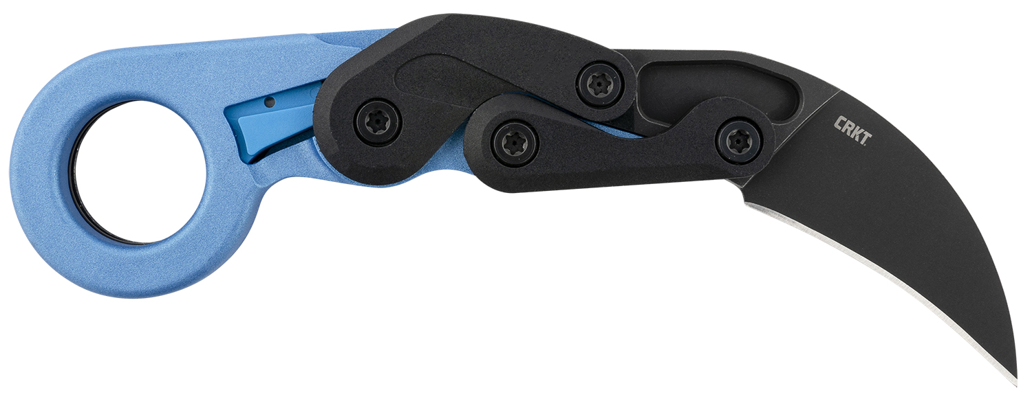 CRKT 4041B Provoke 2.47" Folding Hawkbill Plain Black Stonewashed 4116 Stainless Steel Blade/Blue Metallic Grivory Handle