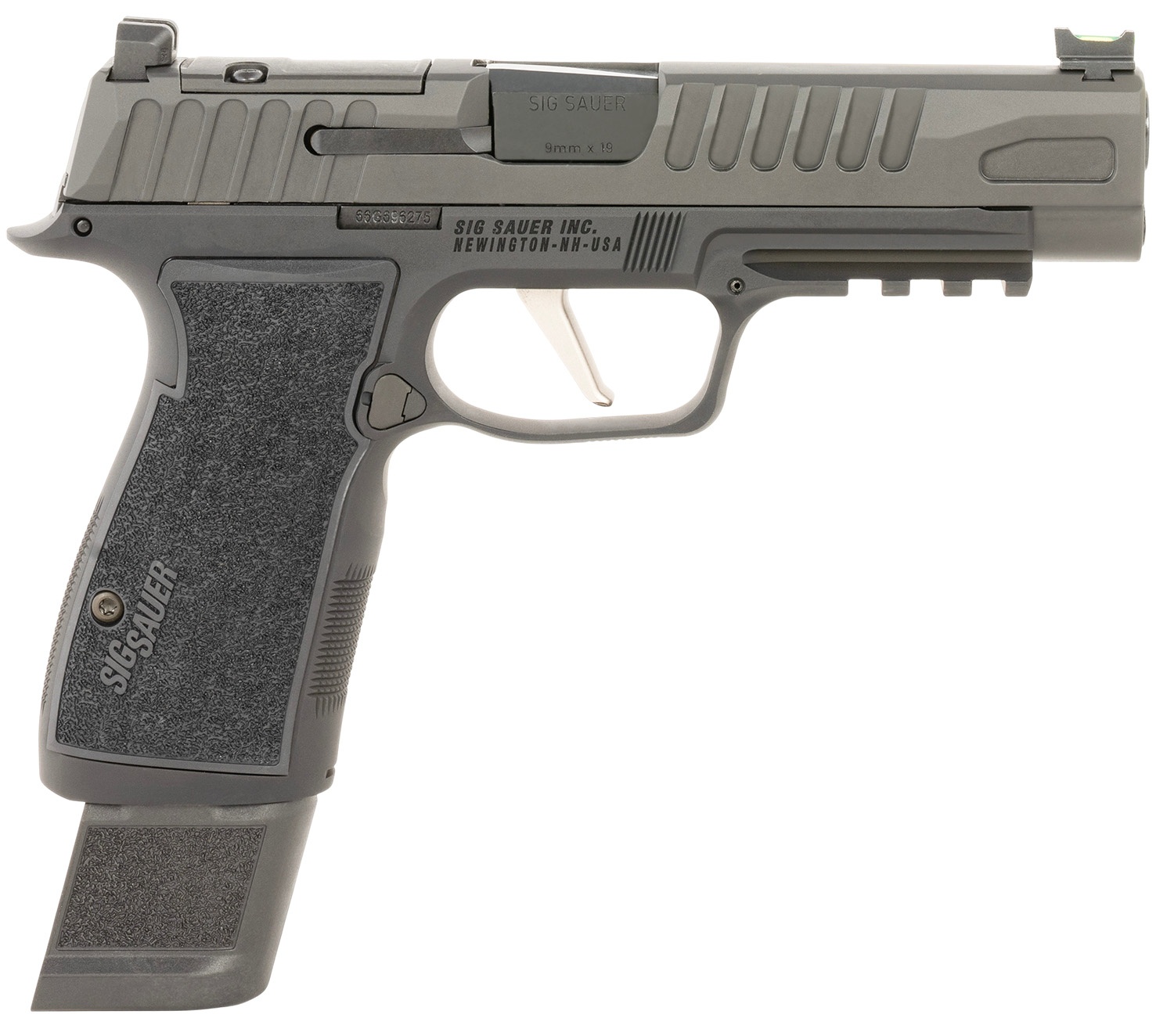 Sig Sauer 365AXGF9BFO P365 Fuse Compact Frame 9mm Luger 17+1 4.30″ Black Carbon Steel Barrel, Black Nitron Optic Ready/Serrated Stainless Steel & Frame w/Beavertail & Picatinny Rail, Black AXG Grip