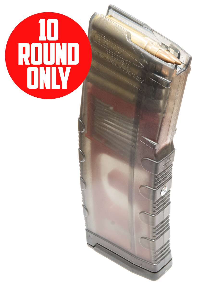 AMEND2 MOD C 10/30 AR15 5.56/223 10RD TRANSLUCENT SMOKE POLYMER MAG STATE RESTRICTED ( 50 PER CASE )