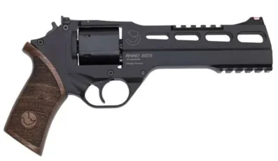 CHIAPPA RHINO 60 DS HGR 357 MAG 6 IN BBL FOS ADJ RS BLACK W MED WALNUT GRIP 3 MOON CLIPS 6RD