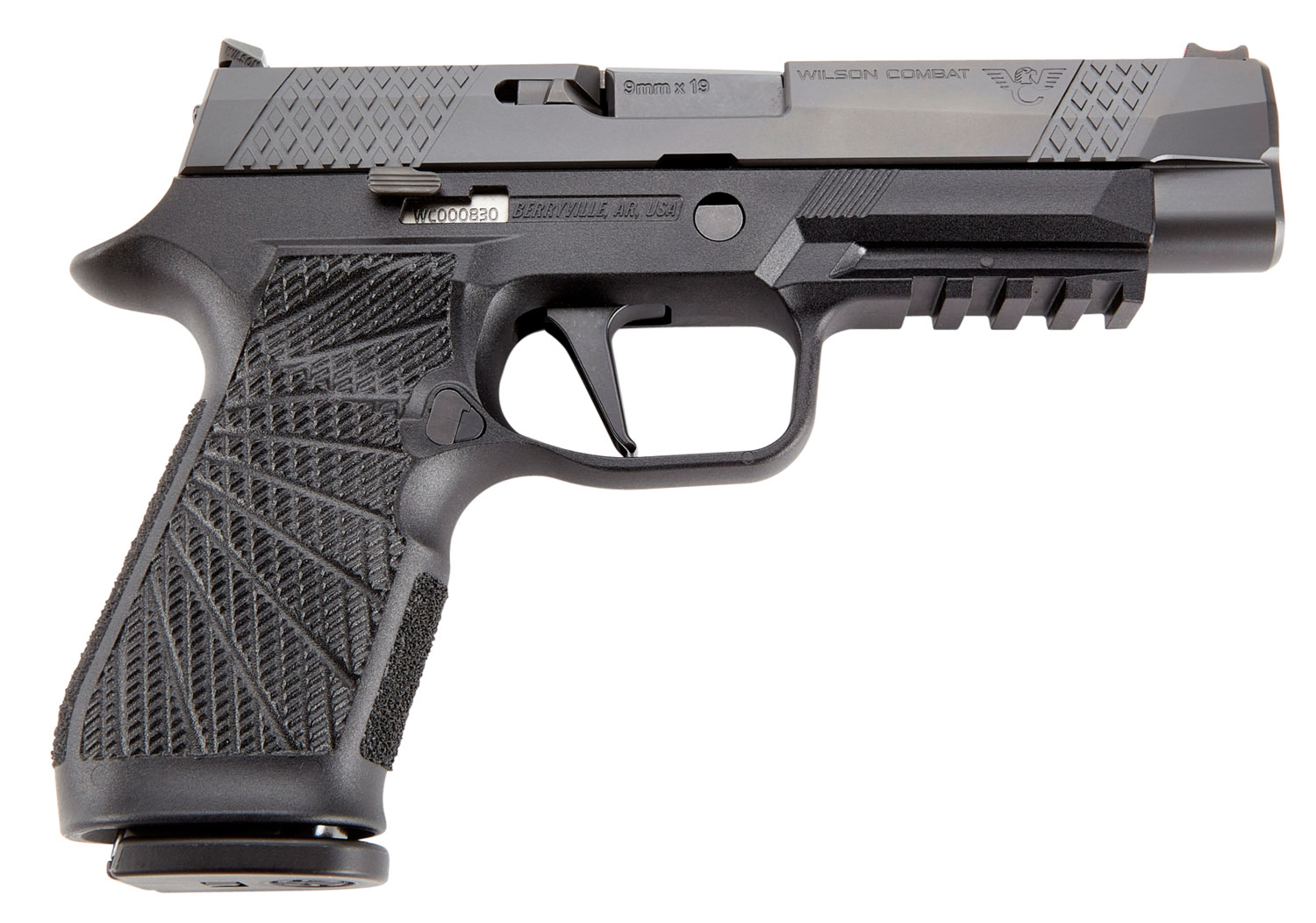 Wilson Combat SIGWCP320F9BATS P320  9mm Luger 17+1 4.70″ Black Steel Barrel, Black DLC Serrated Stainless Steel Slide, Black Polymer Frame w/Picatinny Rail, Straight Trigger, Black Polymer Grip