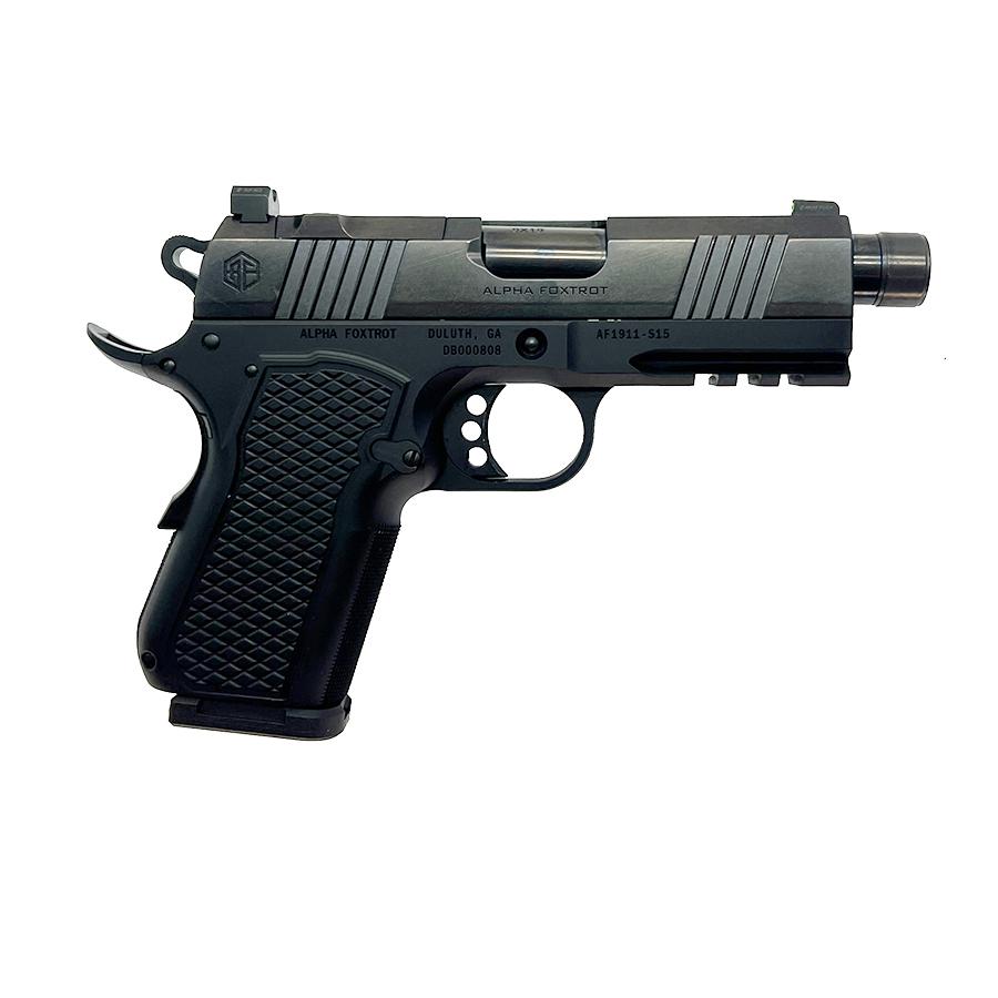 Alpha Foxtrot AF1911 S15 Polished Handgun 9mm Luger 15rd Magazine 3.5″ Threaded Barrel RMSc Optic Cut