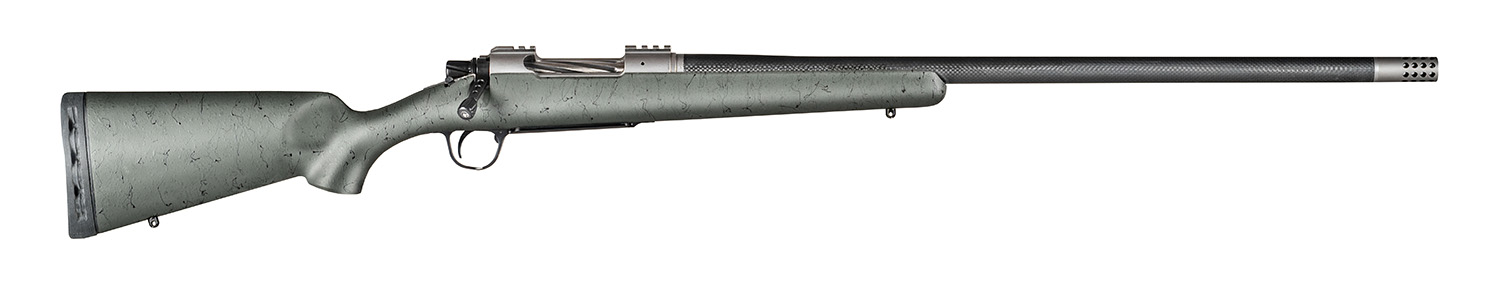 Christensen Arms CA10268215432 Summit TI  Full Size Frame 300 Win Mag 3+1, 26″ Natural Titanium Steel Threaded Barrel, Natural Titanium Aluminum Receiver Green w/Black Webbing Fixed Sporter Stock