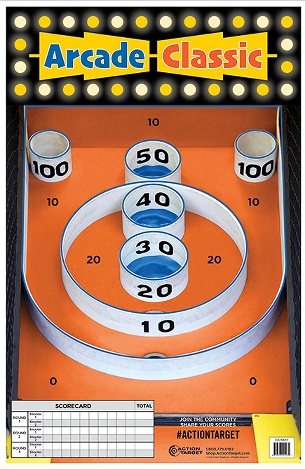 Action Target GSSKEE100 Entertainment  Skee-Ball Paper Hanging 23″ x 35″ Multi-Color 100 Per Box
