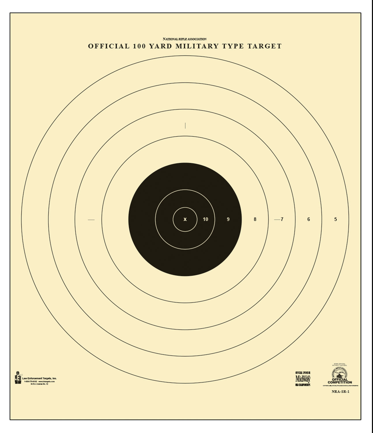 Action Target SR1100 Sighting Military Bullseye Tagboard Hanging 100 yds 21″ x 21″ Black/White 100 Per Box