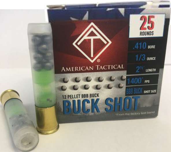 ATI BBB BUCK AMO .410GA 12 PELLET 1/3 OZ 2.5″ 250RD/CASE (10 BOXES PER CASE)