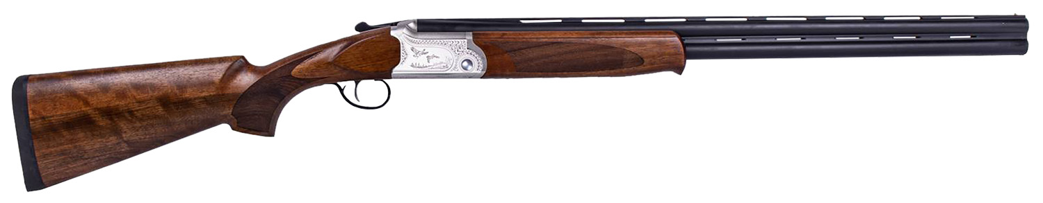 ATI ATIGKOF12SVE30 Cavalry SVE 12 Gauge 3″ 2rd 30″ Blued O/U Barrel, Silver Engraved Metal Finish, Oiled Turkish Walnut Stock, Ejector, 5 Chokes