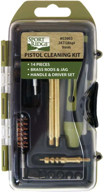 SPORT RIDGE 14 PC. PISTOL CLEANING KIT 38/357/9MM  HARD CASE