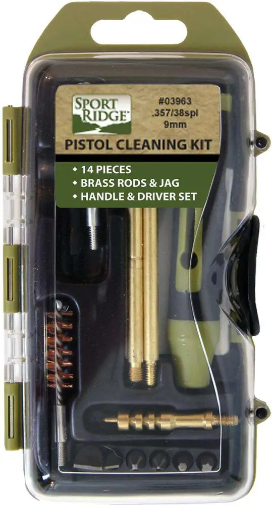 SPORT RIDGE 14 PC. PISTOL CLEANING KIT 38/357/9MM  HARD CASE