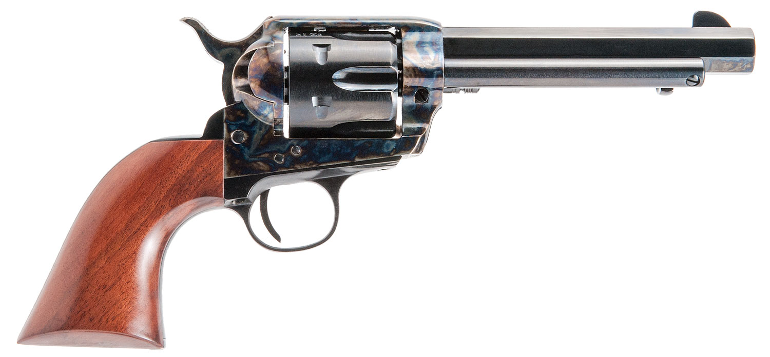 Cimarron PP411MALO El Malo Pre-War 1896-1940 45 Colt (LC) 6 Shot, 5.50″ Blued Octagon Steel Barrel, Blued Cylinder, Color Case Hardened Steel Frame, Walnut Grip, Exposed Hammer