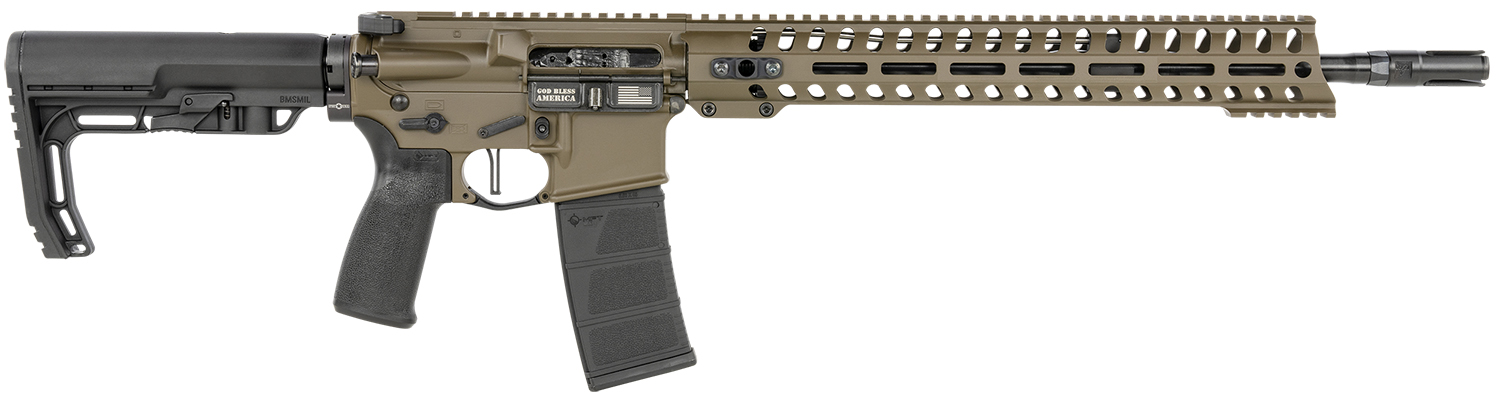 Patriot Ordnance Factory 01752 Minuteman Direct Impingement 5.56x45mm NATO 16.50″ 30+1 Patriot Brown Rec/14.5″ M-Lok Handguard Black Nitride Barrel Black Polymer Grip 6 Position MFT Stock