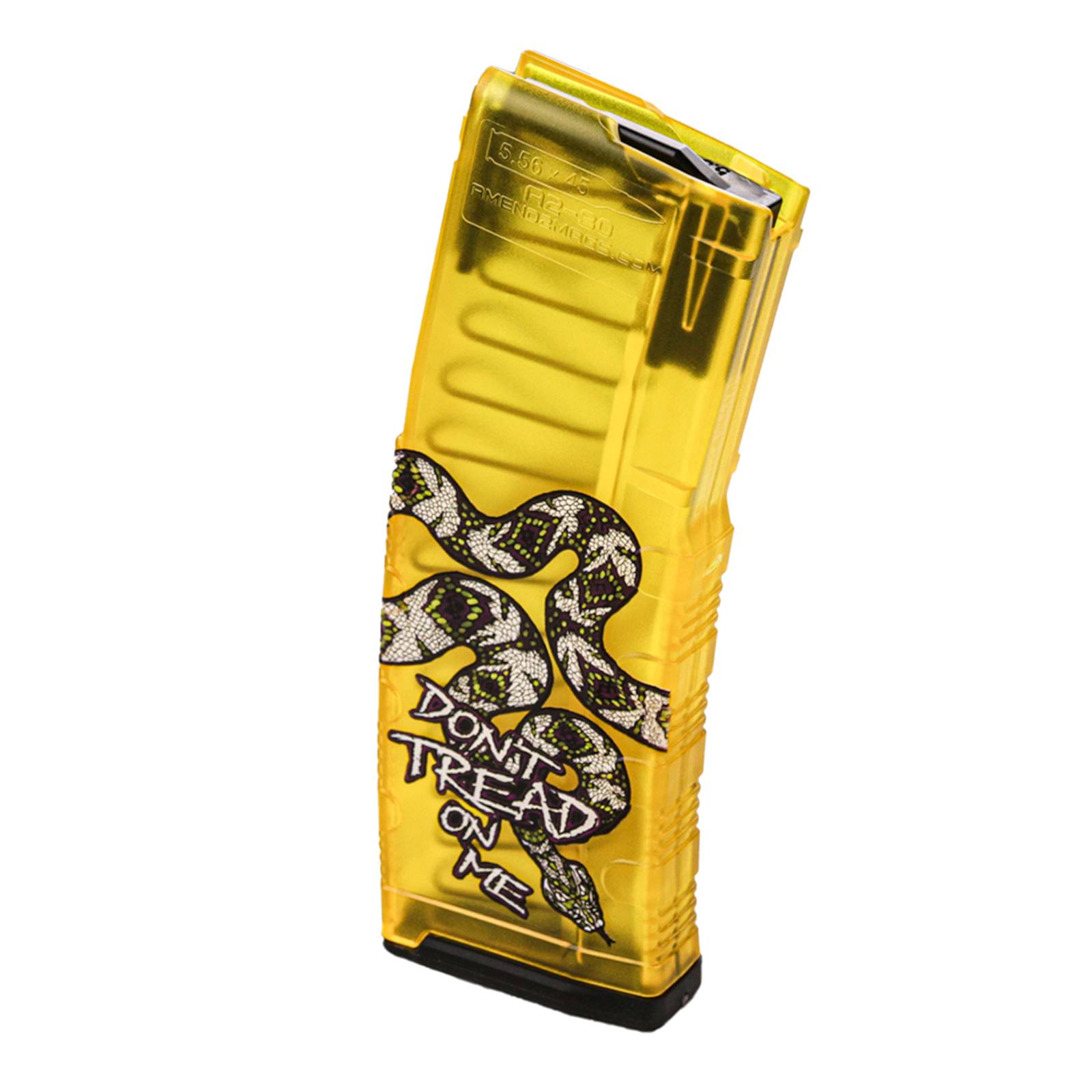 AMEND2 MOD C  5.56MM 30RD TRANSLUCENT YELLOW DONT TREAD ON ME  POLYMER MAGAZINE ( 50 PER CASE )