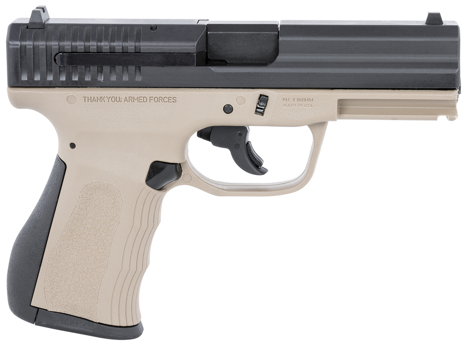 FMK G9C1G2DESSCM 9C1 G2 *CA/MA Compliant 9mm Luger 10+1 4″ Black Stainless Steel Barrel, Black Serrated Carbon Steel Slide, Flat Dark Earth Polymer Frame w/Picatinny Rail, Black Backstrap Grip