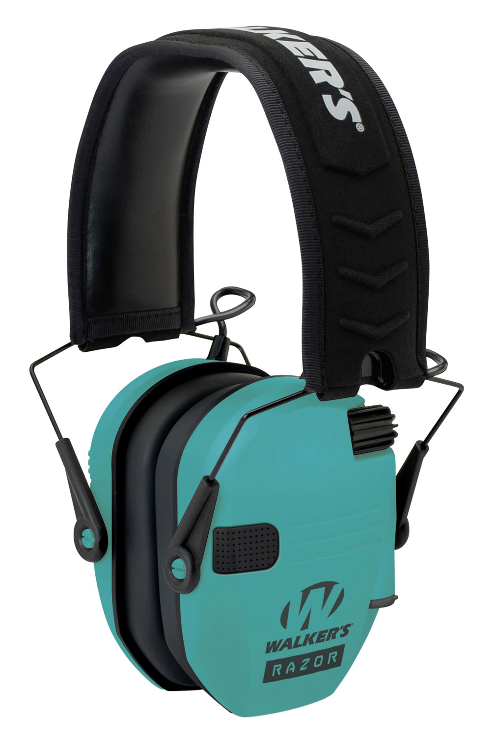 Walker’s GWPRSEMLTL Razor Slim Electronic Muff 23 dB Over the Head Black/Teal Polymer