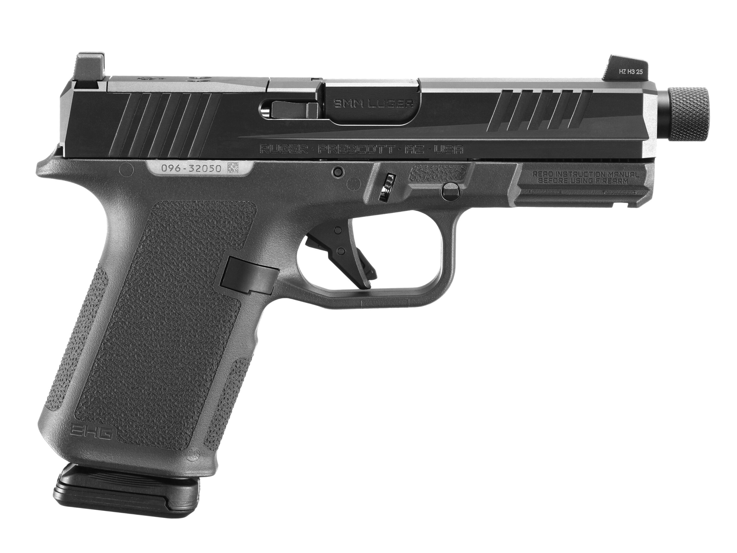 RUGER RXM THREADED 9MM PISTOL 4.5″ BBL BLACK MAGPUL EHG, O.R. 2-15RD MAGS