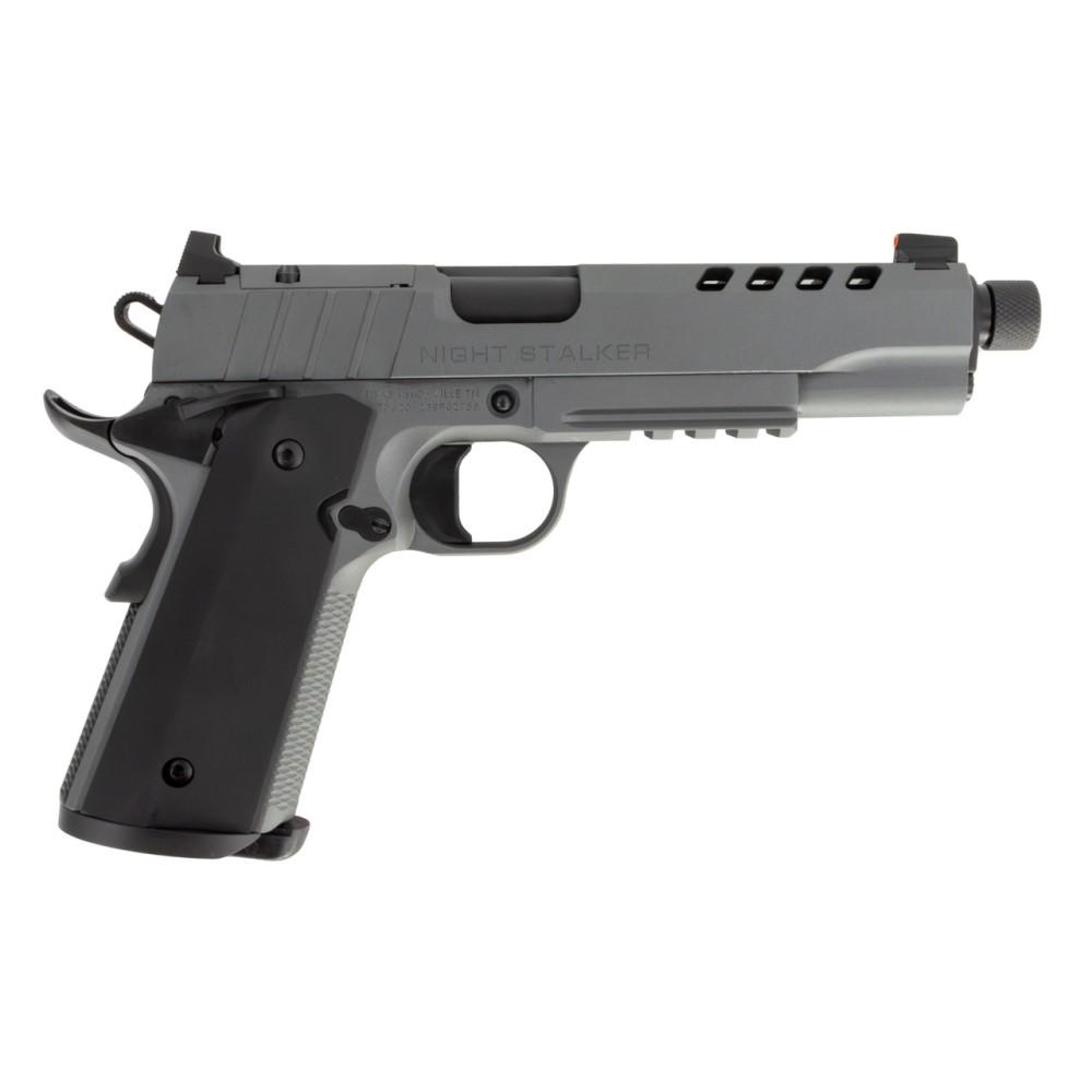 1911 Night Stalker SF 10 Handgun 10mm 8rd Magazine 5″ Threaded Barrel Cerakote Grey with Black Grips