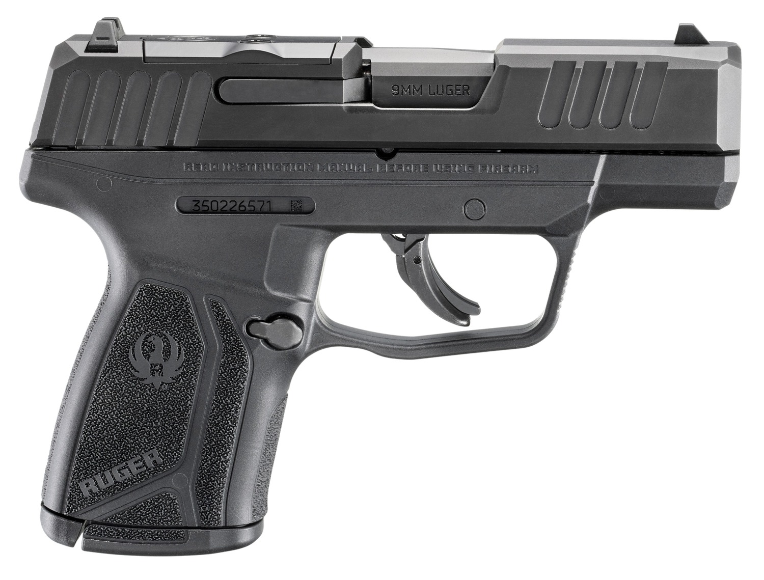 Ruger 3519 Max-9  Compact 9mm Luger 10+1 3.20″ Black Nitride Alloy Steel Barrel & Optic Ready/Serrated Slide, Black Polymer Frame, Textured Grip, Shield RMSc/JPoint Footprint