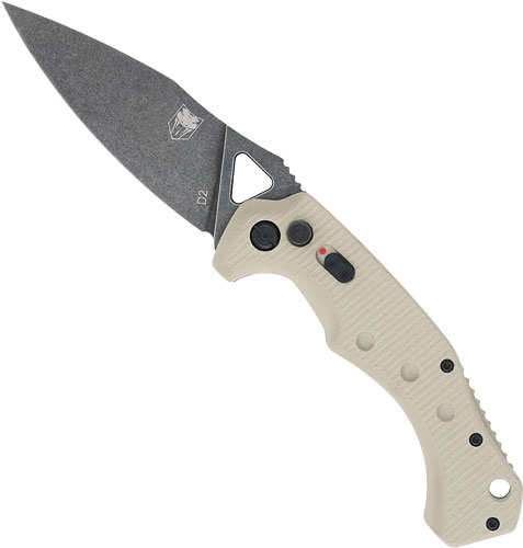COBRATEC RYKER AUTO FOLDER – 3.75″ TAN/BLACK STNWSH D2 BLD