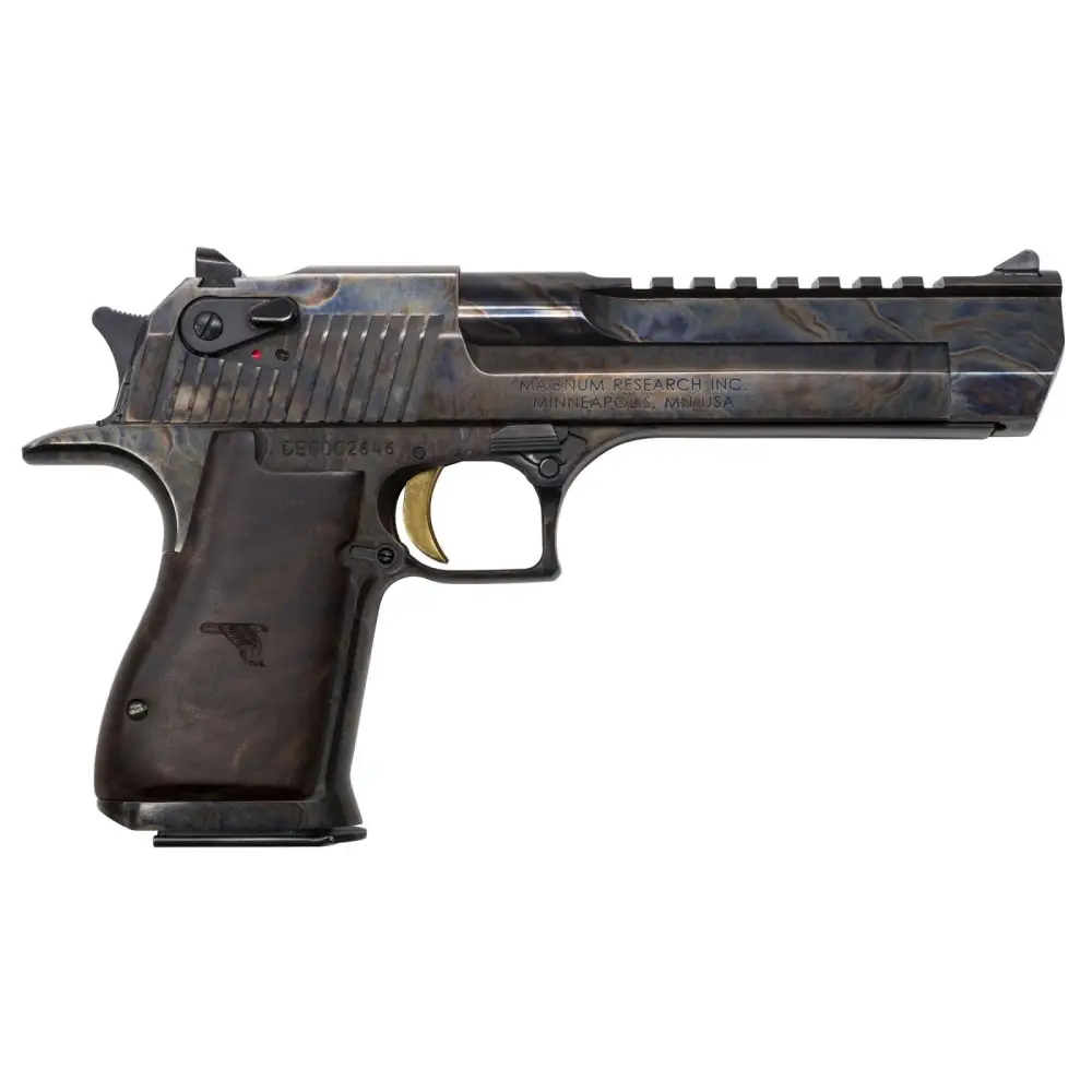 MAG RESEARCH DESERT EAGLE HGA 50 AE 6″ BBL CASE HARDENED WALNUT AND RUBBER GRIPS 7/RD MAG