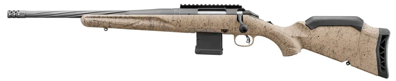 RUGER AMERICAN G2 RANCH LEFT HANDED RFL 300BLK 16.1″ FDE SPLATTER 10RD