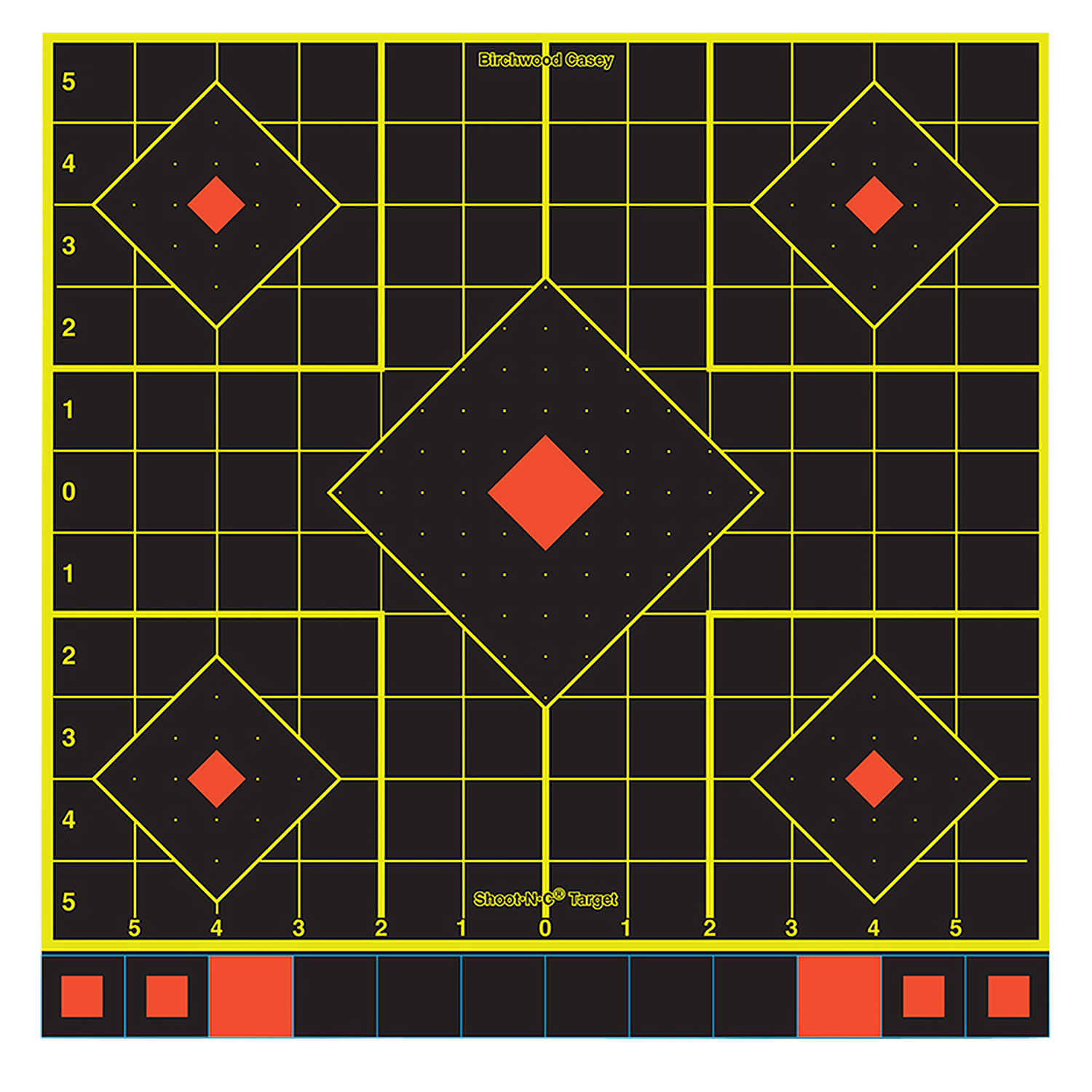 Birchwood Casey 34211 Shoot-N-C Sight-In Self-Adhesive Paper Black/Yellow/Red 12″ 5-Diamond 100 Pack