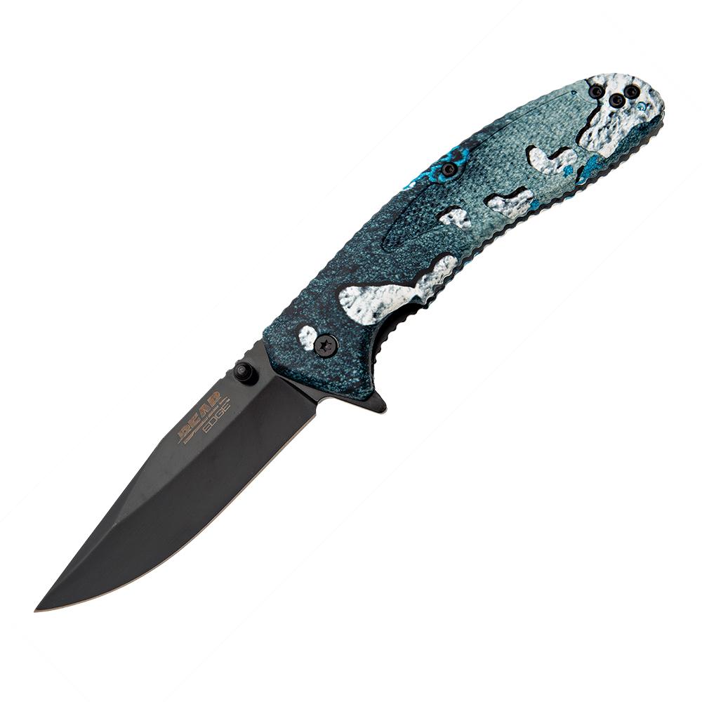 Bear & Son Sideliner Folding Knife 3-1/2″ Clip Point Blade TrueTimber Rift Blue