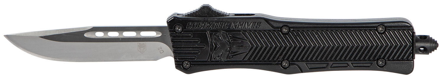 CobraTec Knives SBCTK1SDNS CTK-1 Small 2.75″ OTF Drop Point Plain D2 Steel Blade/Black Aluminum Handle Features Glass Breaker Includes Pocket Clip