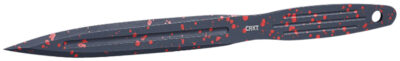 CRKT K930RKP Onion Throwing Knives 6.25" Fixed Spear Point Plain Non-Sharp Black/Red Spatter 1050 High Carbon  Includes Sheath 3 Blades